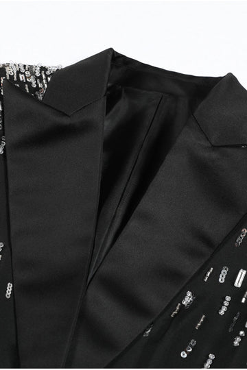 White Peak Lapel Single Breasted Women Prom Blazer with Sequins